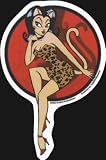 Sexy Cat Woman on Red Circle wearing Leopard Dress - Sticker / Decal