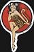 Sexy Cat Woman on Red Circle wearing Leopard Dress - Sticker / Decal