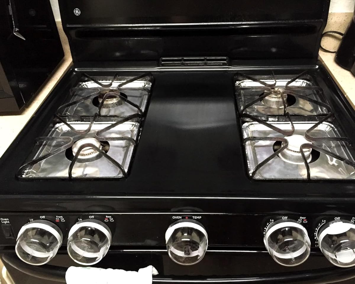 Aprince Stove Burner Covers, 60 Pieces Aluminum Foil Square Gas Stove