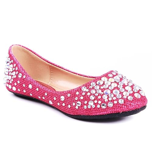 JJF Shoes LARISA Kids Loafer Slip Rhinestone Fashion Glitter Ballet Flats Shoes