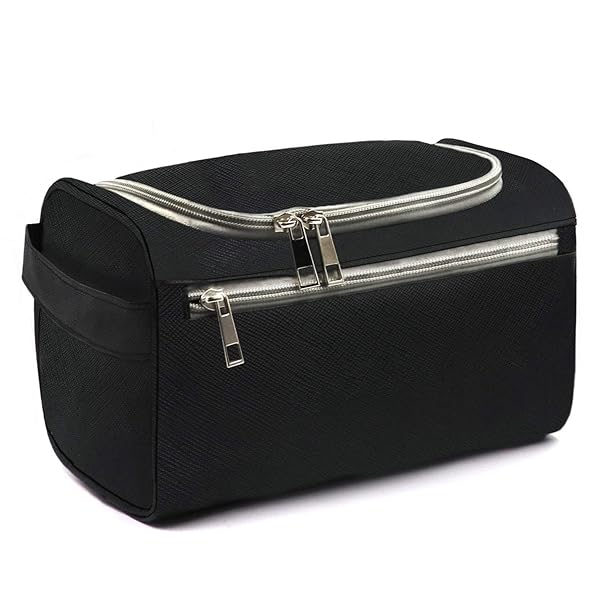 Black Mens Toiletry Bag Waterproof Dopp Kit for Men Hanging Travel