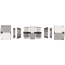 Parker A-Lok 1SC1-316 316 Stainless Steel Compression Tube Fitting, Union, 1/16" Tube OD