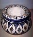 Moroccan Handmade Two-Piece Ceramic White and Blue Crosshatch Large Ashtray