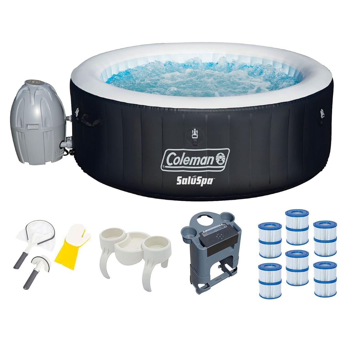 Coleman SaluSpa 4Person Inflatable Spa Hot Tub with Accessories