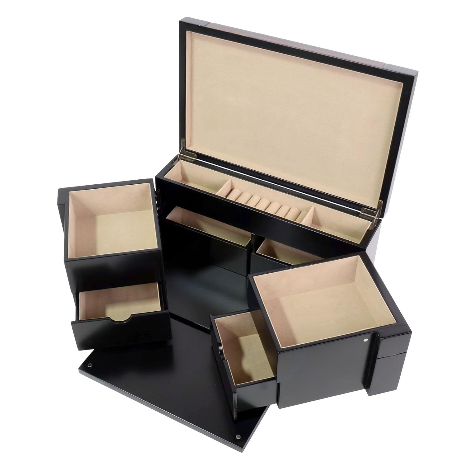 Large Wood Finish Necklace Jewelry Box Dimensions 6"H 15"W 9"D eBay