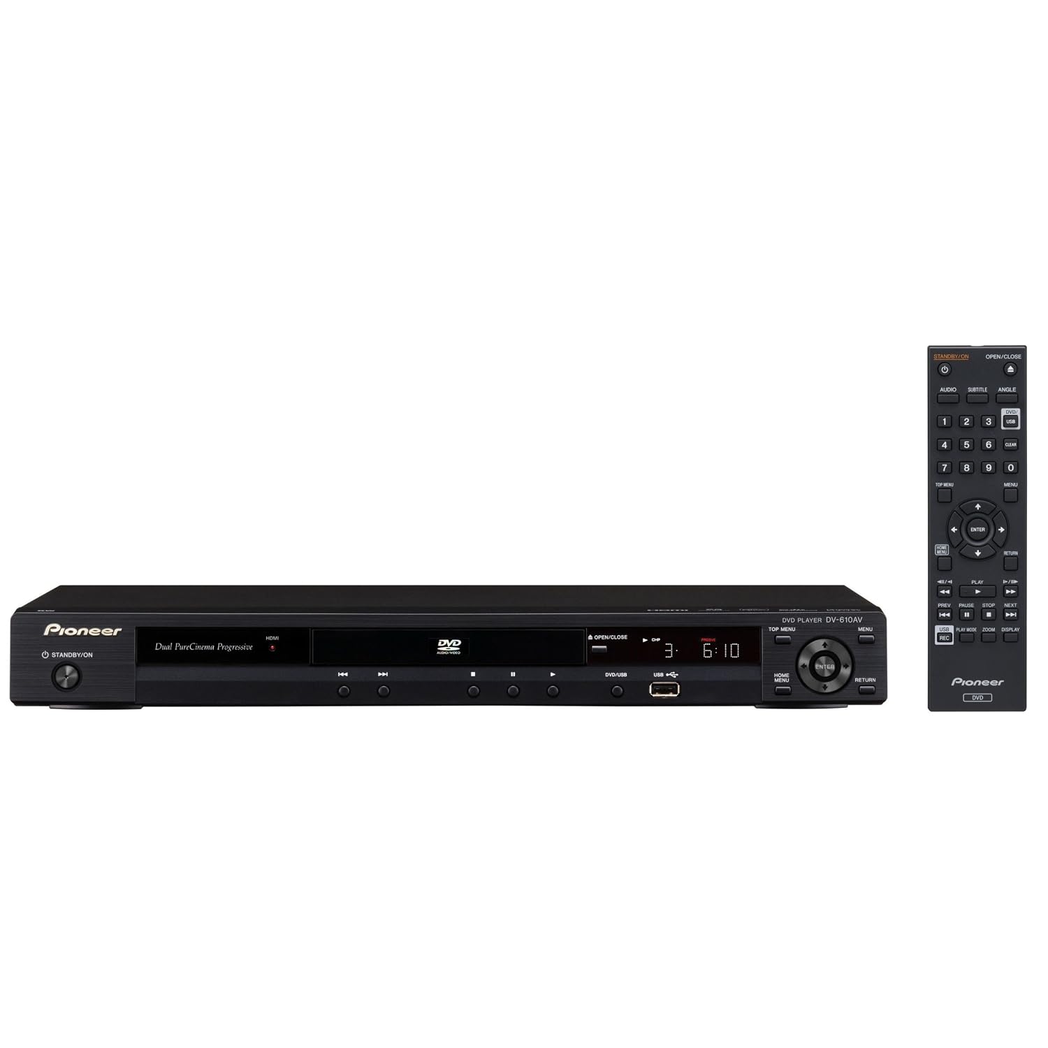 Pioneer DV-610AV-K Black Multi Region Code Zone Free DVD Player with HDMI 1080p Output. Play all region 0, 1, 2, 3, 4, 5, 6 PAL or NTSC DVDs.
