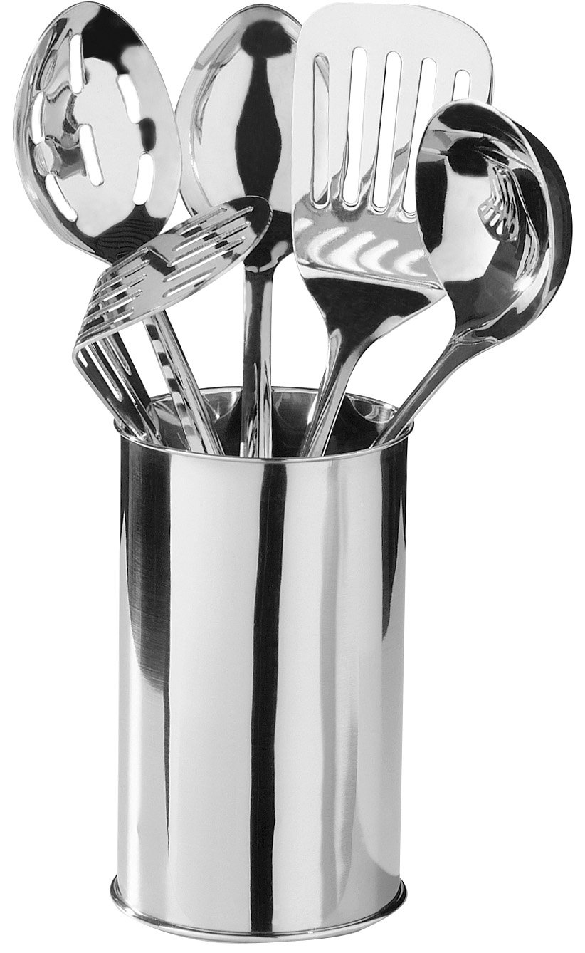Premier Housewares Kitchen Utensils Set Stainless Steel Mirror Canister