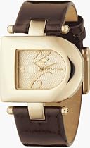 DKNY NY4315 Ladies D Shape Gold Dial, Brown Leather Strap Watch