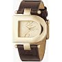 DKNY NY4315 Ladies D Shape Gold Dial, Brown Leather Strap Watch