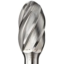 PFERD Oval Carbide Bur, Clog-Resistant, Uncoated (Bright) Finish, Single Cut, Radius End