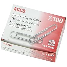 ACCO Economy Jumbo Paper Clips, Smooth, Jumbo, 100/Box, 10 Boxes (72580)