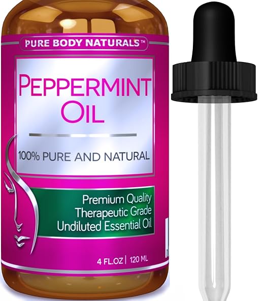 Best Peppermint Oil ★ LARGE 4 Oz ★ 100% Pure & Natural Essential Oil for Aromatherapy & Many Household Purposes • THERAPEUTIC Grade PREMIUM QUALITY with Health Benefits Including - Quick Relief from Stress, Migraines, Headaches & Anxiety • Helps Treats Indigestion, Nausea, Diarrhea, Heartburn, IBS and More • Delivers Fresh Minty Scent & Aroma For House, Home & Office - Also Serves as great repellent to SPIDERS, MICE, FLEAS & ANTS • WORKS OR YOUR MONEY BACK - Buy With Complete Confidence Now! Perfect Gift for Men & Women.