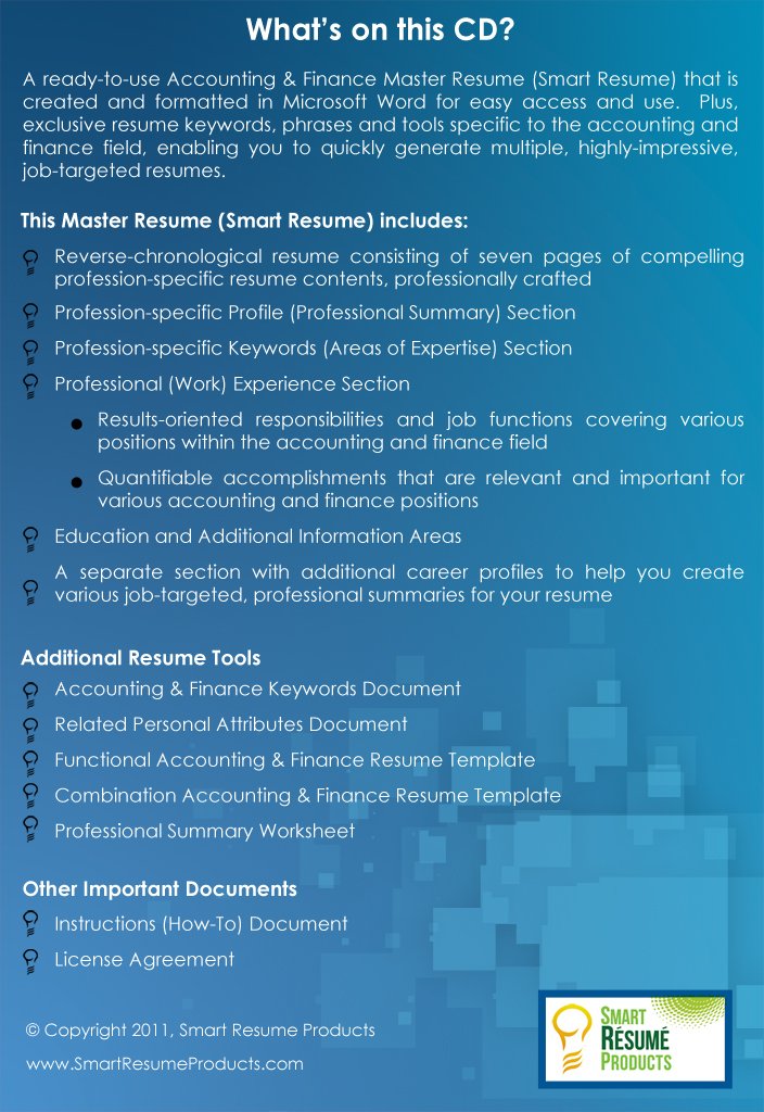 Accounting & Finance Resumes Job Winning, Ready-To-Use Master ...