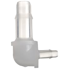 Value Plastics Elbow Reduce Connector , 400 Series Barbs, 1/8", 1/16"ID Tube, Kynar PVDF (Pack of 5)