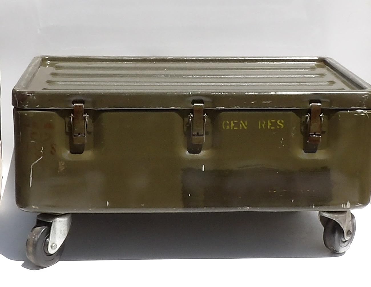 Military Trunk Coffee Table Foot Locker on Wheels