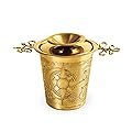 01liv. Luxury Tea Strainer Basket Gift Set - Gold Plated Infuser with Engraved Floral Motifs