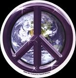 Purple Peace Sign with Earth in Background - 4 7/8
