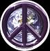 Purple Peace Sign with Earth in Background - 4 7/8" - Sticker / Decal