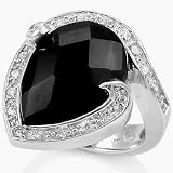 Sterling Silver Ladies Ring W/Natural Onyx Stone