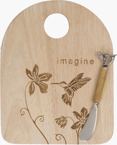 Lazart® Imagine (Hummingbird) Serving Board & Cheese Spreader Set