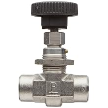 Parker NP6 Series Stainless Steel 316 Needle Valve, Inline, Hand Wheel, PCTFE Tipped Stem, NPT Female