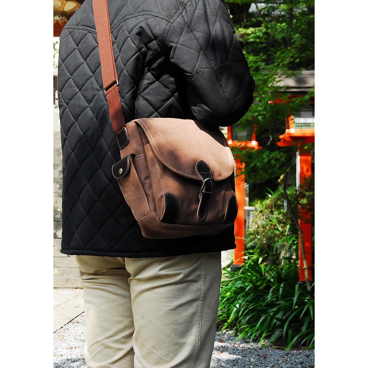 帆布 フラップショルダーバッグ 2300 柿子汁染