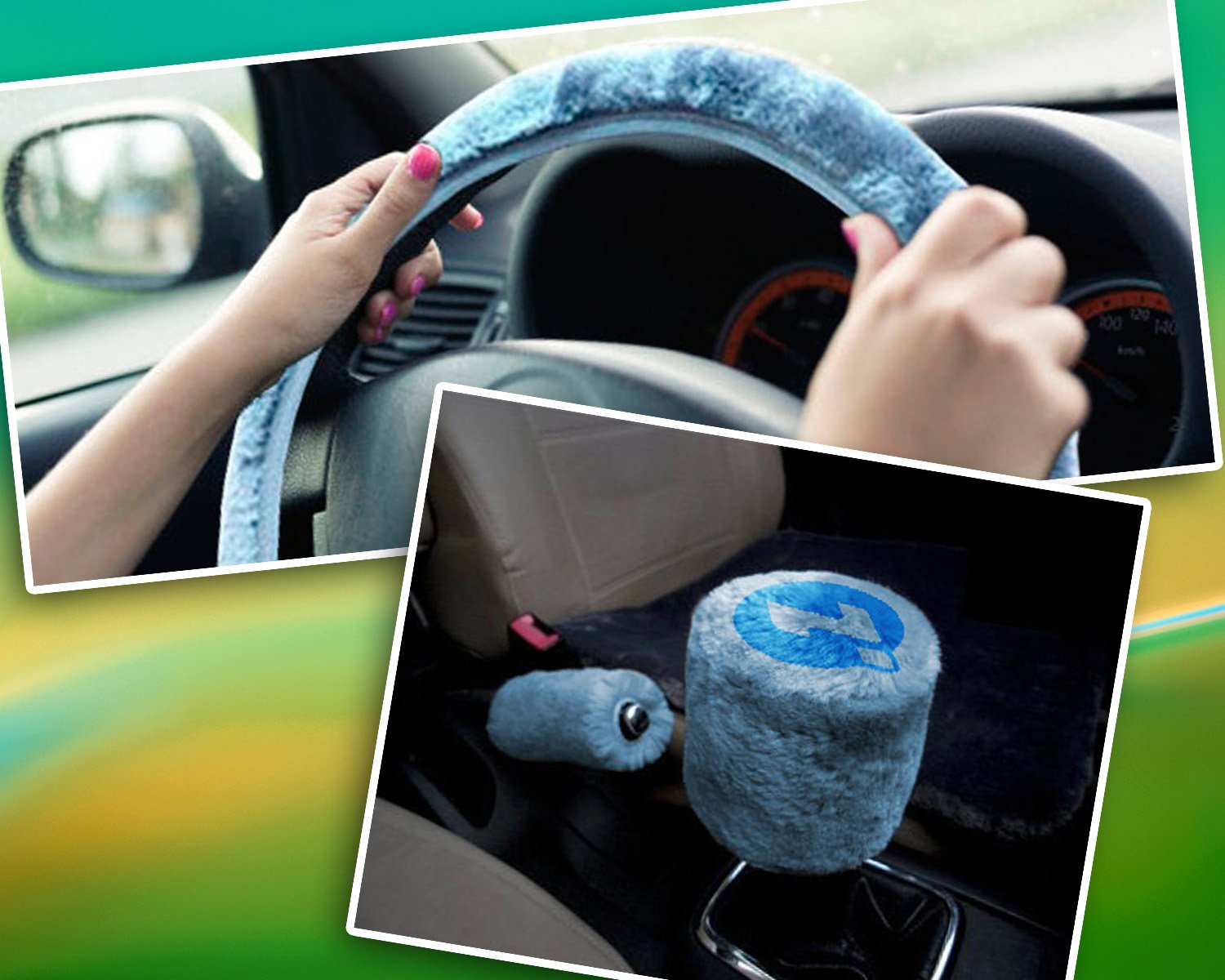 Purchase Zone Tech Blue Car Steering Wheel Emergency Handbrake Gear