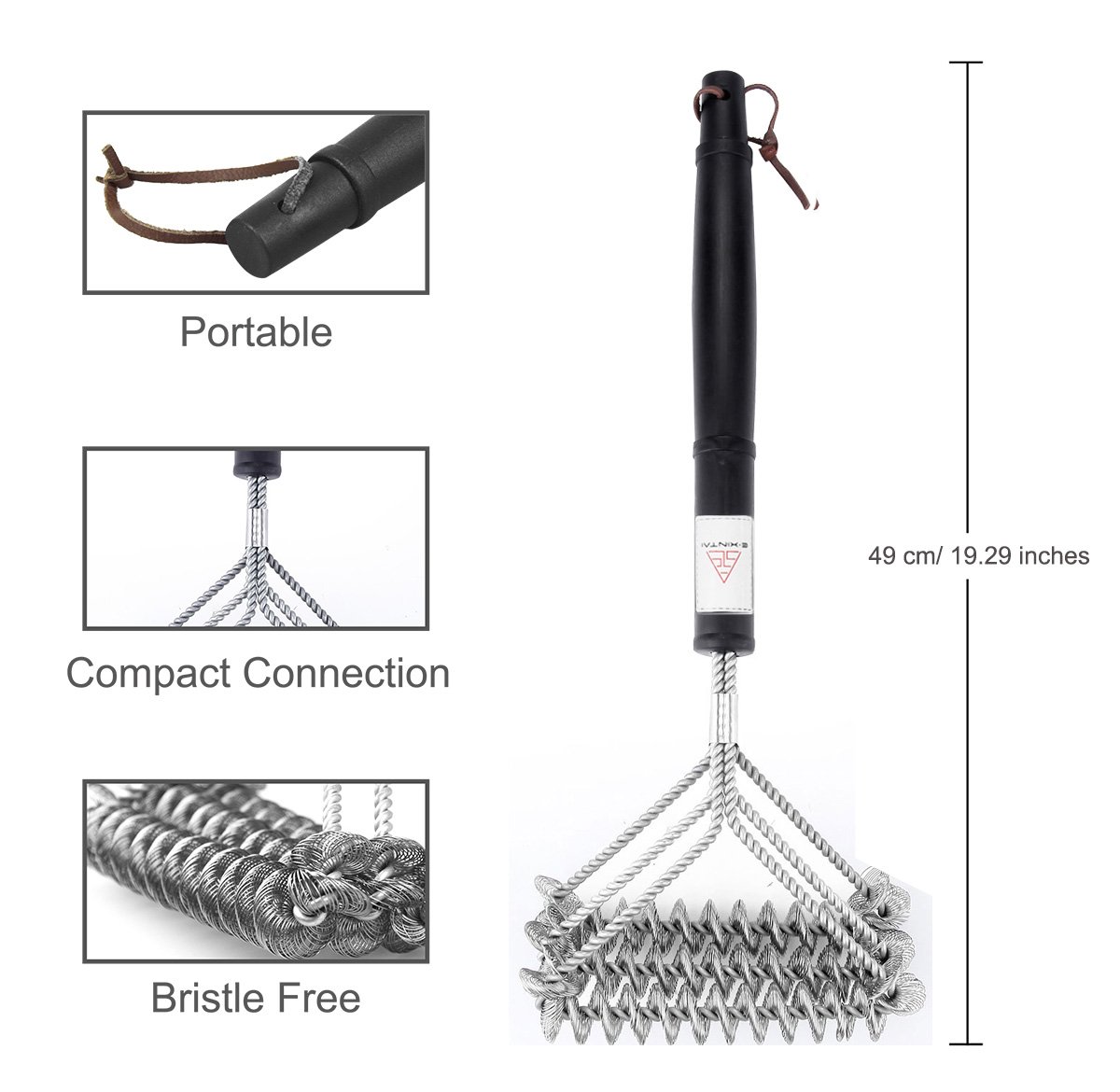 Barbecue Grill Brush Stainless Steel BBQ Brush by E·XINTAI, Bristle Free and 3 Helix Brush in 1