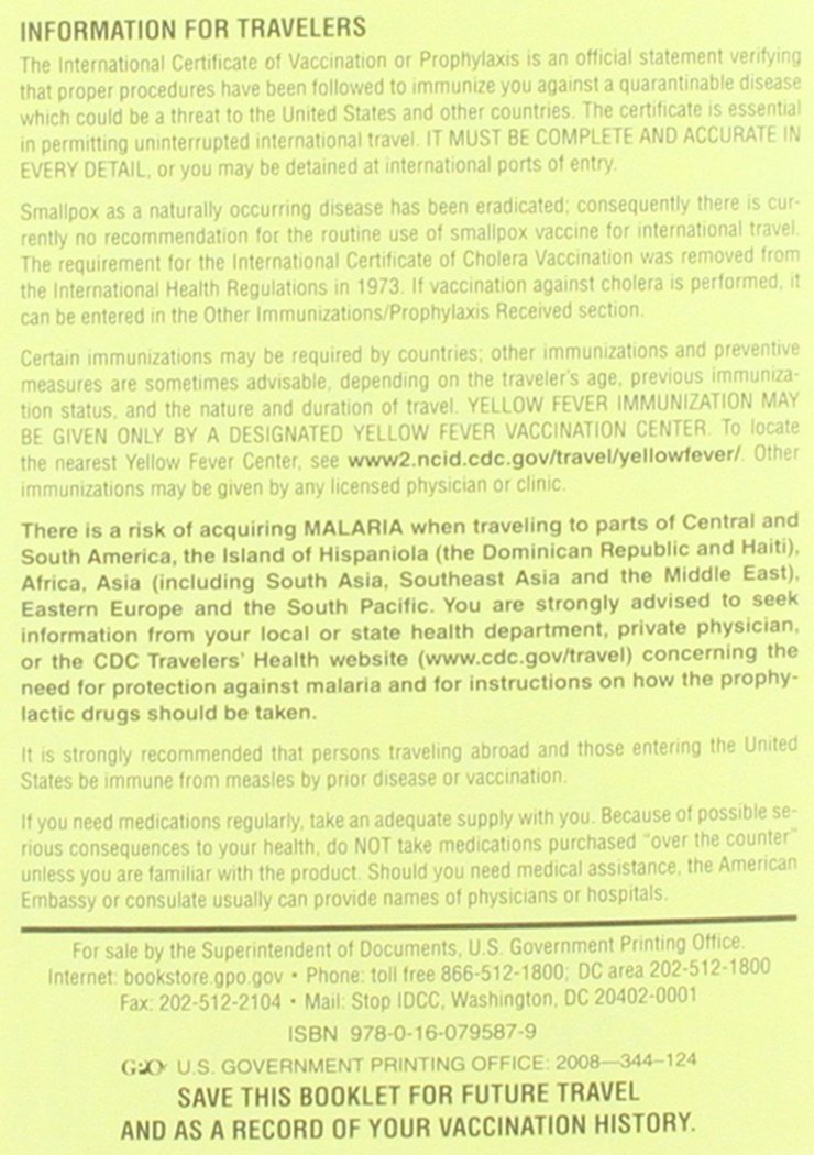 International Certificate of Vaccination Prophyaxis as Approved by ...