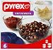 Pyrex Prepware Sculptured 6-Piece Serving Bowl Set, Clear with Blue Lids