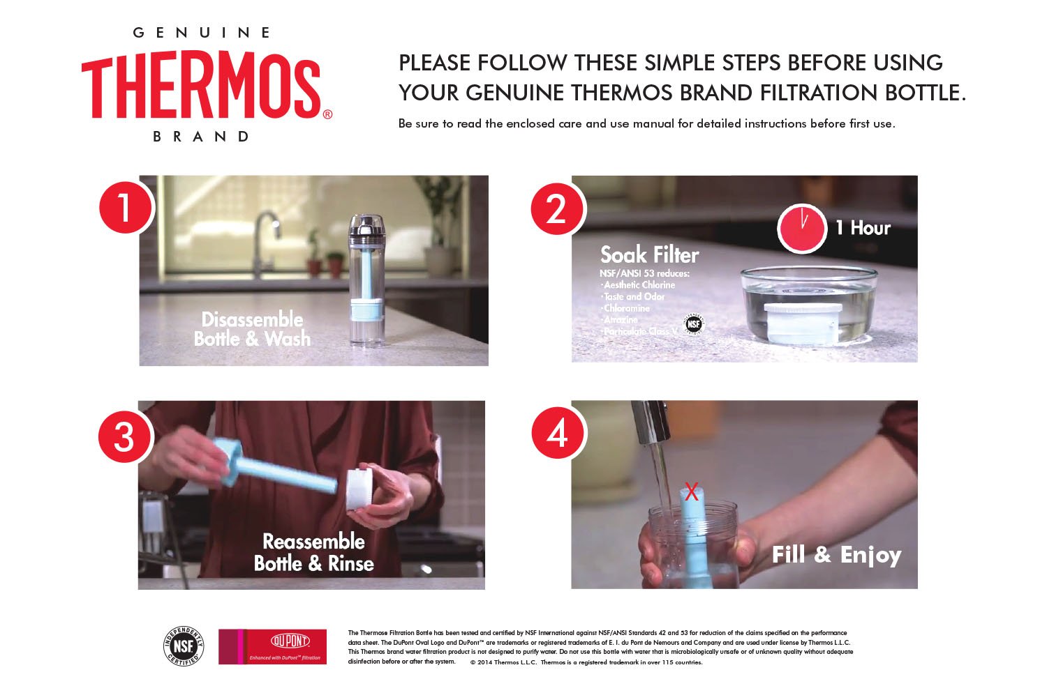 Thermos NSF/ANSI 53 Certified Tritan Water Filtration Bottle, 22Ounce