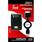 CARGADOR con CABLE RETRACTIL de PARED para iPod / iPhone / iPad, con DOBLE ENTRADA de USB, MARCA ZIPKORD, MODELO PAC2A2IP