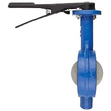 Dixon BFVW400 Ductile Iron Wafer Style Butterfly Valve with Stainless Steel Disc and Buna-N liner, 4" Size, 200 psi Pressure