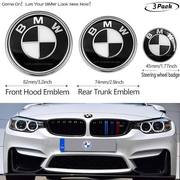 Black BMW Logo Replacement for ALL Models BMW E46 E30 E36 E34 E38 E39 E60 E65 E90 325i 328i X3