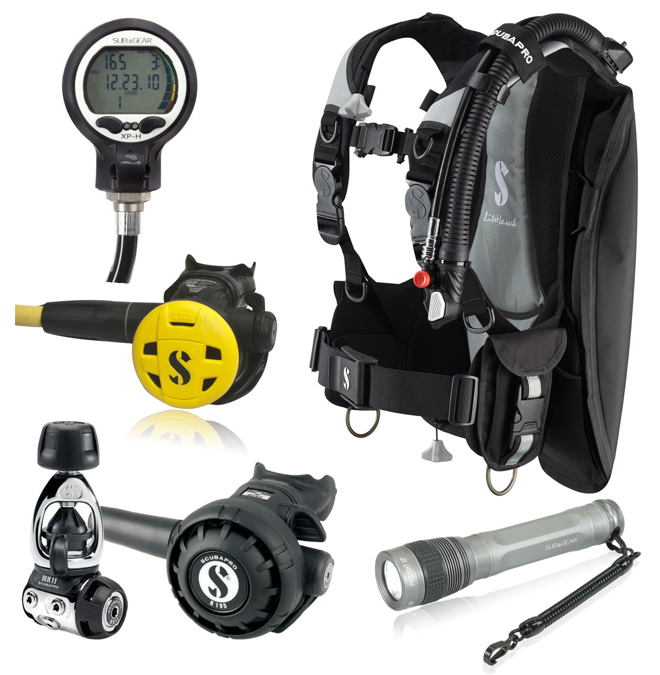 Scubapro LiteHawk BC, MK11/R195 Regulator, XPH Dive Computer Scuba