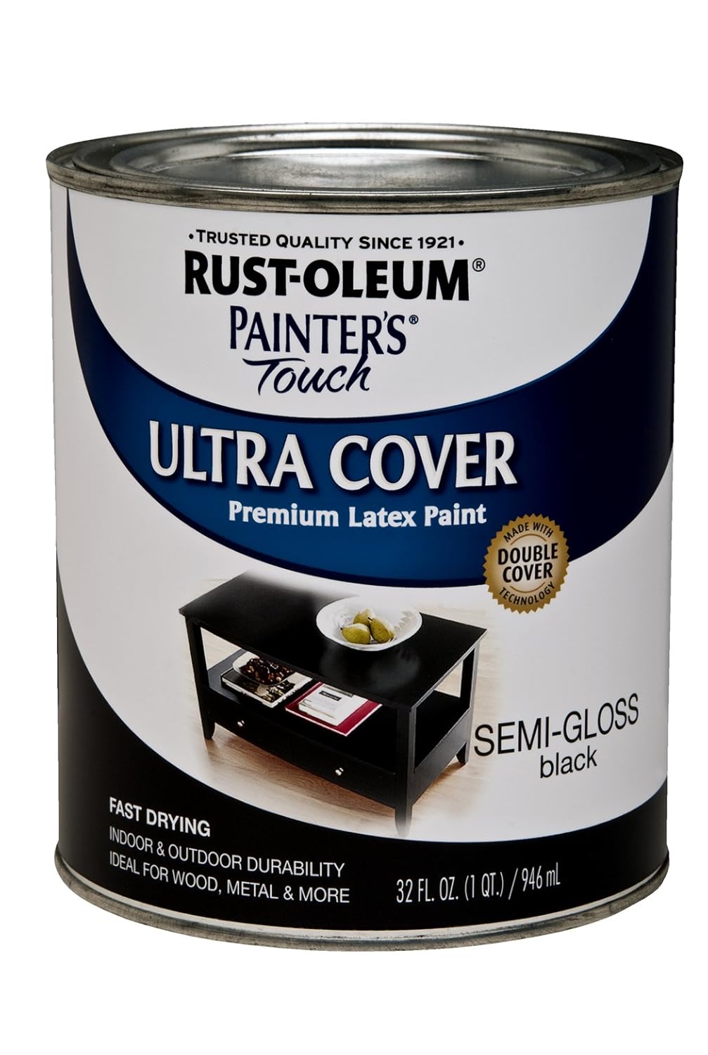 New RustOleum 1974502 Painters Touch Quart Latex, SemiGloss Black