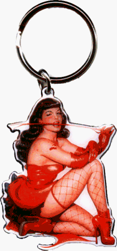 Click here to buy Betty Page Fetish Devil Woman Keychain.