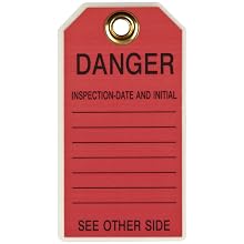 Brady 86453 5-3/4" Height, 3" Width, B-852 Reusable Dura-Tag, Black On Red Color Scaffolding Tags (Pack Of 10)