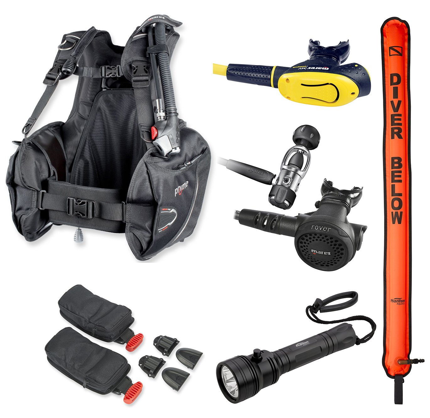 Mares Weight Integrated BCD Scuba Diving Equipment Regulator Package