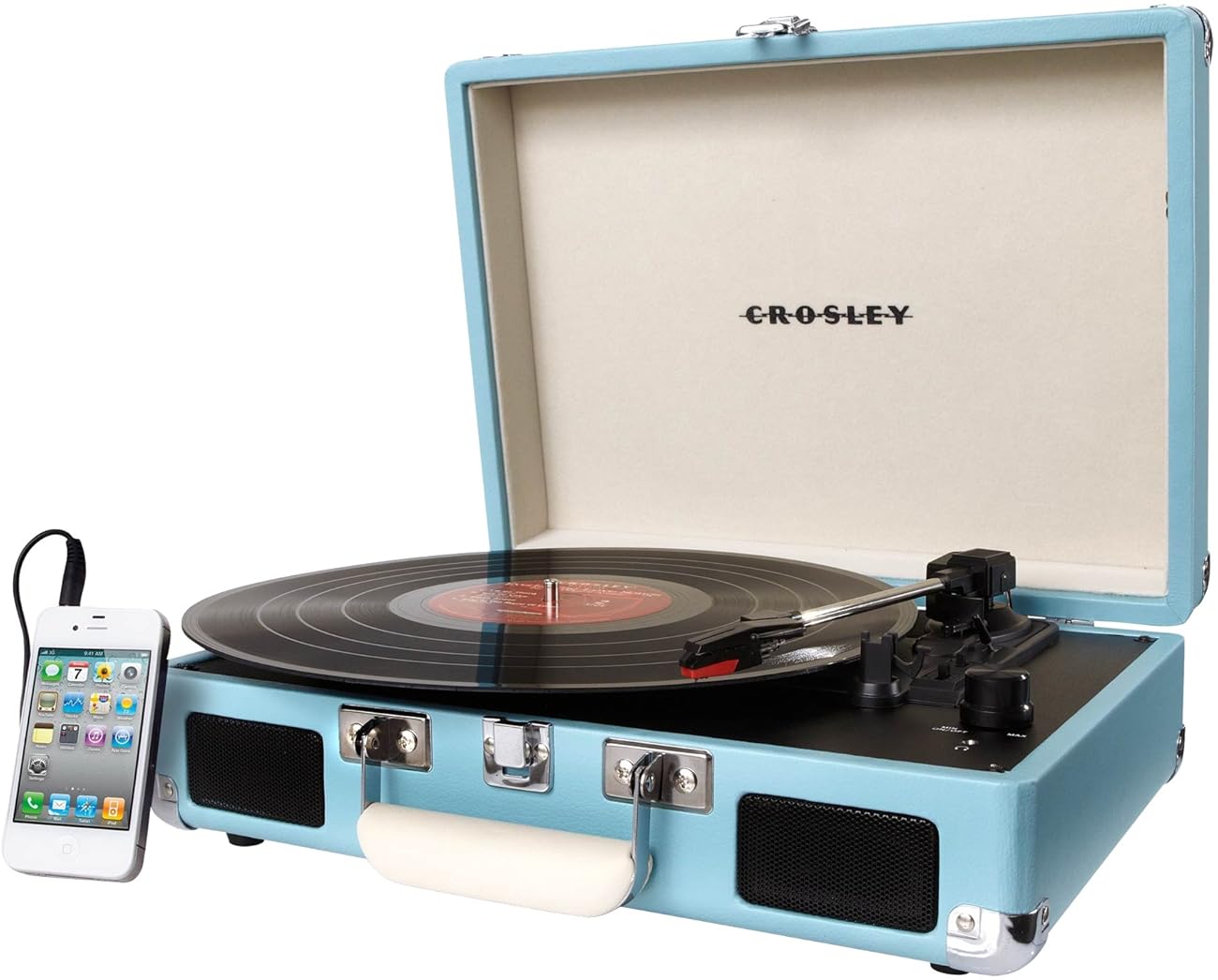 Crosley CR8005A-TU Cruiser Portable 3-Speed Turntable, Turquoise