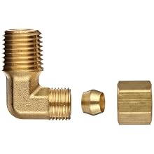 Dixon 169C-0404 Brass Compression Tube Fitting, Elbow, 1/4" Tube OD x 1/4" NPTF Male