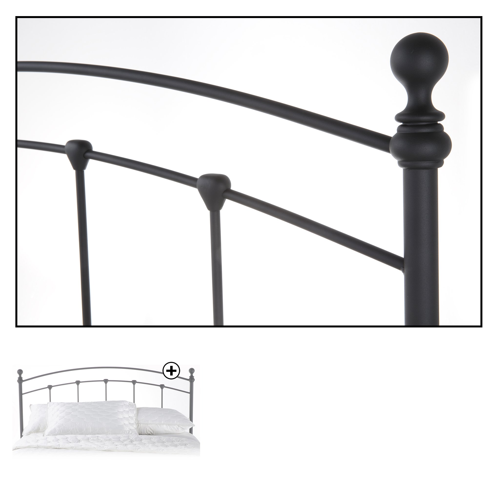 Sanford Metal Headboard with Castings and Round Finial ...