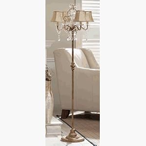 Floor Lamp with Chandelier Style in Antique Gold Finish by CBK