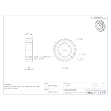 Boston Gear GA21 Plain Change Gear, 14.5 Degree Pressure Angle, 20 Pitch, 0.625" Bore, 21 Teeth, Steel