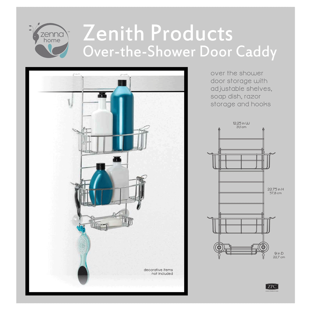Zenith Products Over the Shower or Tub Door Caddy