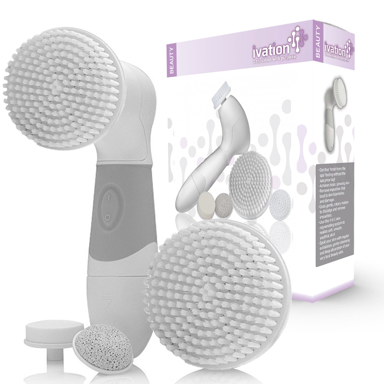 Ivation Waterproof Electronic 5 in 1 Body and Facial Rotary Brush Skin Cleansing System - Sonic Skin Care Cleansing System Includes Microdermabrasion Cleansing Tool with 4 Waterproof Attachments and Facial Cleanser Products For Deep Cleaning Women & Mens
Ivation Waterproof Electronic 5 in 1 Body and Facial Rotary Brush Skin Cleansing System - Sonic Skin Care Cleansing System Includes Microdermabrasion Cleansing Tool with 4 Waterproof Attachments and Facial Cleanser Products For Deep Cleaning Women & Mens