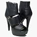 BS02 Sexy Modern Ankle Cuff Double Platform Open Toe Ankle Boot Stacked Heel Shoes Black