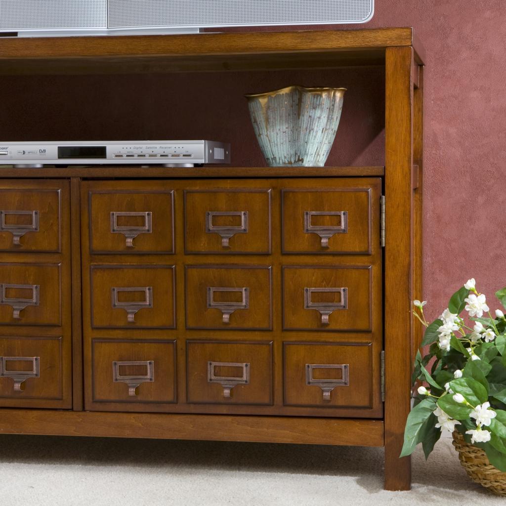 SEI Apothecary Double Door Media Stand, Brown Mahogany Television Stands