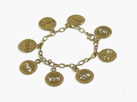Kabbalah Bracelet with Gold Coins with names of God