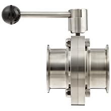 Dixon B5101E250CC-A Stainless Steel 316L Butterfly Valve with Pull Handle and EPDM Seal, 2-1/2" Tube OD